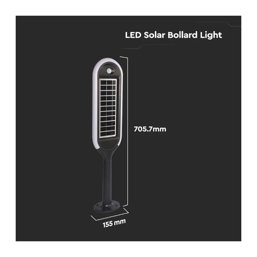 Lampe solaire avec un détecteur BOLLARD LED/5W/5,5V IP65 3000K