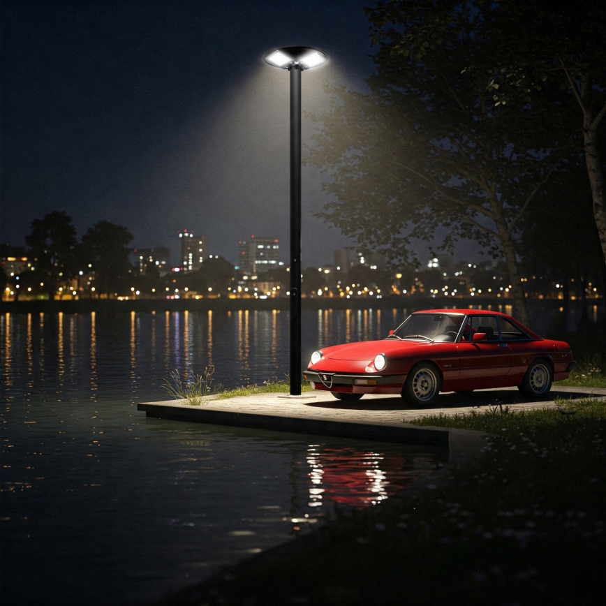 Lampe solaire de rue LED à intensité réglable avec capteur LED/15W/6V 11000 mAh 6500K IP65 noire + télécommande