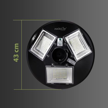 Lampe solaire de rue LED à intensité réglable avec capteur LED/15W/6V 11000 mAh 6500K IP65 noire + télécommande