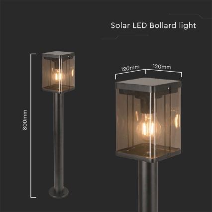 Lampe solaire extérieure avec détecteur LED/2,5W/3,7V 3000K IP54 noir