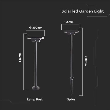 Lampe solaire extérieure 2en1 LED/2W/3,7V IP65 3000/4000/6500K