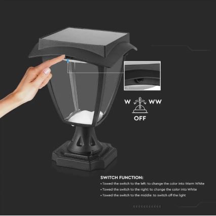 Lampe solaire LED/2W/3,7V 3000/6000K IP65 2200 mAh