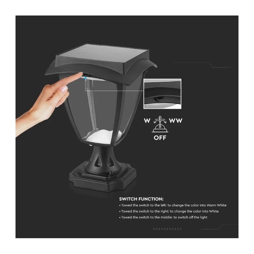 Lampe solaire LED/2W/3,7V 3000/6000K IP65 2200 mAh