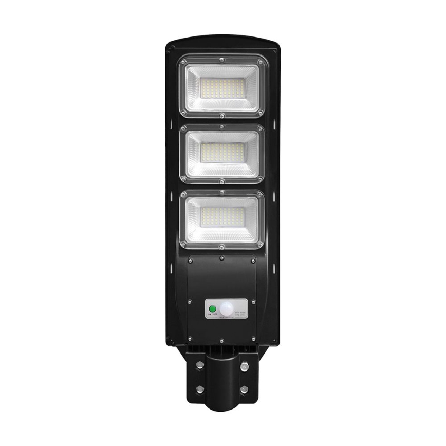 Lampe solaire LED d'extérieur dimmable avec capteur de mouvement et crépuscule LED/12W/3,2V 6000K IP65 10000 mAh noire + télécommande