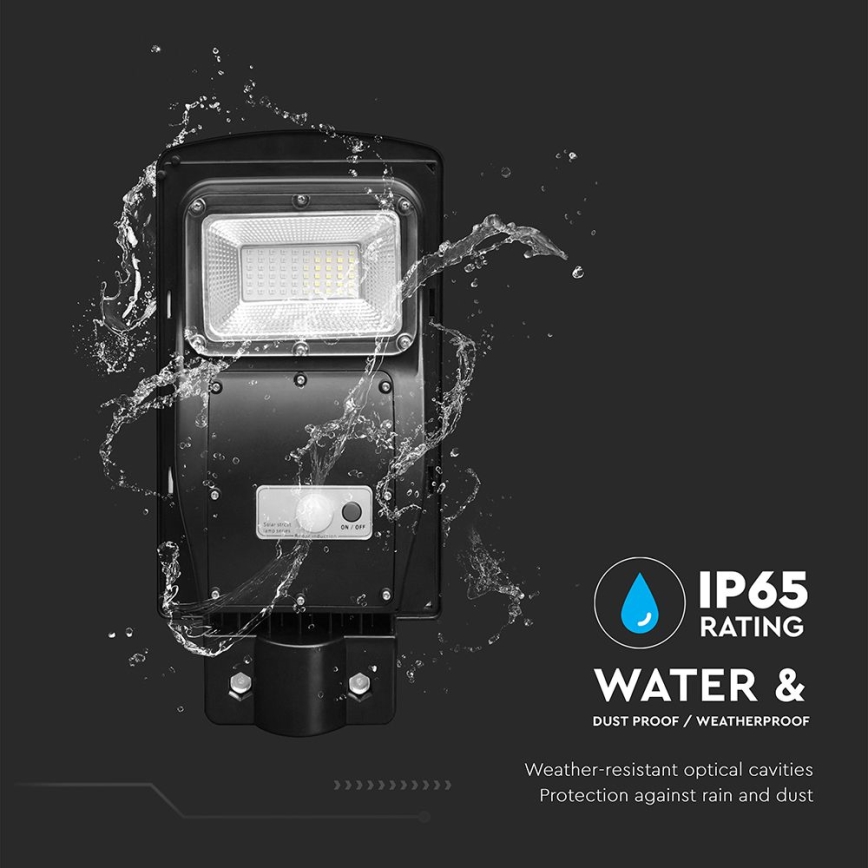 Lampe solaire de rue LED dimmable avec capteur de mouvement et crépuscule LED/6W/3,2V 6000K IP65 5000 mAh noire + télécommande