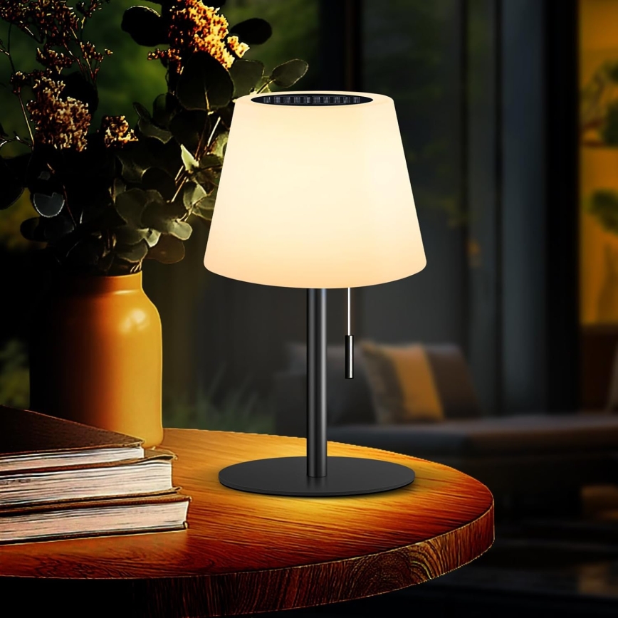 Lampe solaire LED dimmable LED/2W/5V USB 1200 mAh IP44 blanc/noir