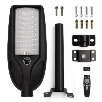 Lampe solaire de rue LED dimmable avec capteur VENICE LED/100W/3,2V 6000 mAh IP65 noire + télécommande