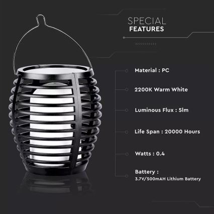 Lampe solaire LED FLAME 4 en 1 LED/0,45W/3,7V IP44 500 mAh