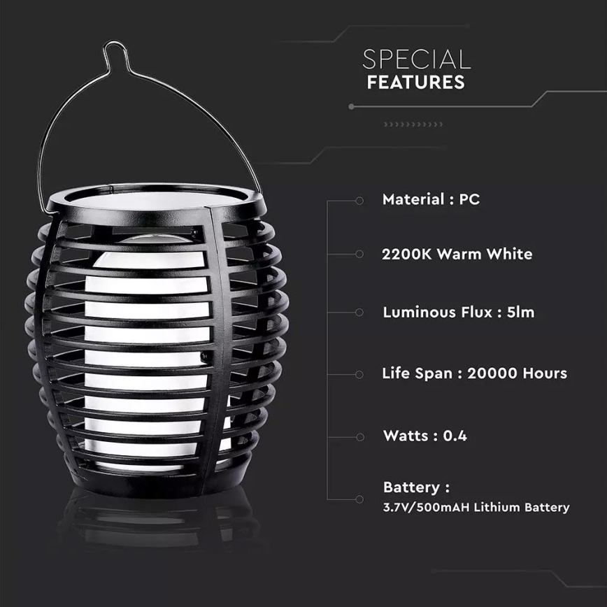 Lampe solaire LED FLAME 4 en 1 LED/0,45W/3,7V IP44 500 mAh