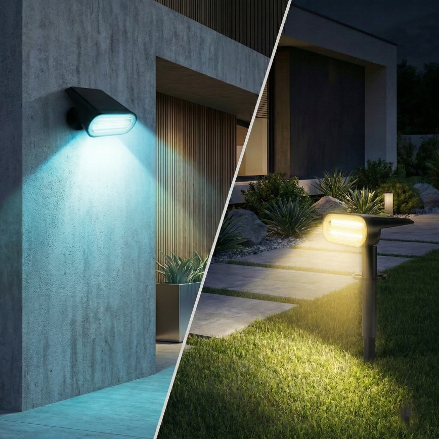 Lampe solaire LED RGB 2 en 1 LED/3,7V 1200 mAh IP54 noire