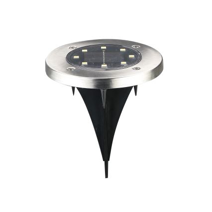 Lampe solaire LED SOLLY, 1,2 V, 6500 K, Ø 11,5 cm, 300 mAh, IP44, chromée