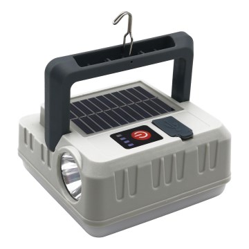 Lampe solaire rechargeable à intensité variable avec fonction de batterie portative LED/1W/5,5V 8000K IPX4 1200 mAh gris