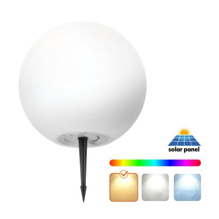 Lampe solaire RGB à intensité variable GARDEN BALL LED/5W/3,7V 3000K IP54 d. 40 cm + Télécommande