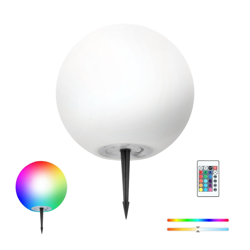 Lampe solaire RGB à intensité variable GARDEN BALL LED/5W/3,7V 3000K IP54 d. 40 cm + Télécommande