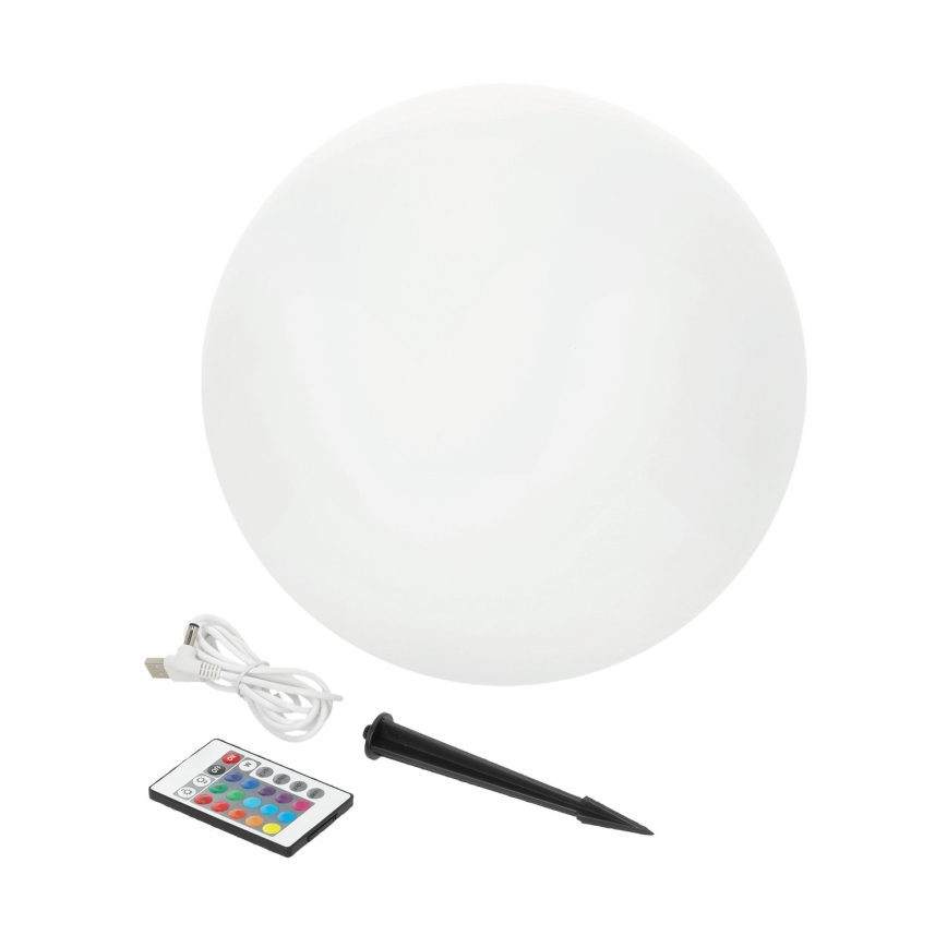 Lampe solaire RGB à intensité variable GARDEN BALL LED/5W/3,7V 3000K IP54 d. 40 cm + Télécommande