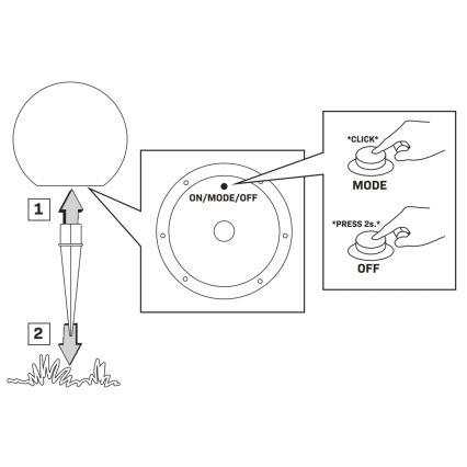 Lampe solaire RGBW BALL LED/1,2V d. 30 cm IP65 + télécommande
