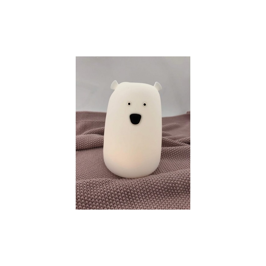 Lampe tactile LED RGB pour enfants BEAR LED/0,8W/5V blanche + USB