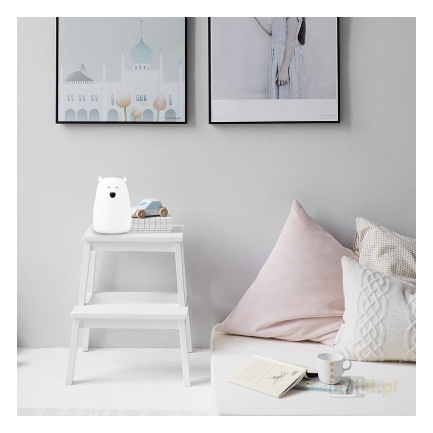 Lampe tactile LED RGB pour enfants BEAR LED/0,8W/5V blanche + USB