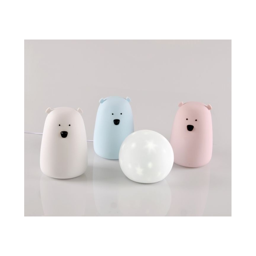 Lampe tactile LED RGB pour enfants BEAR LED/0,8W/5V blanche + USB