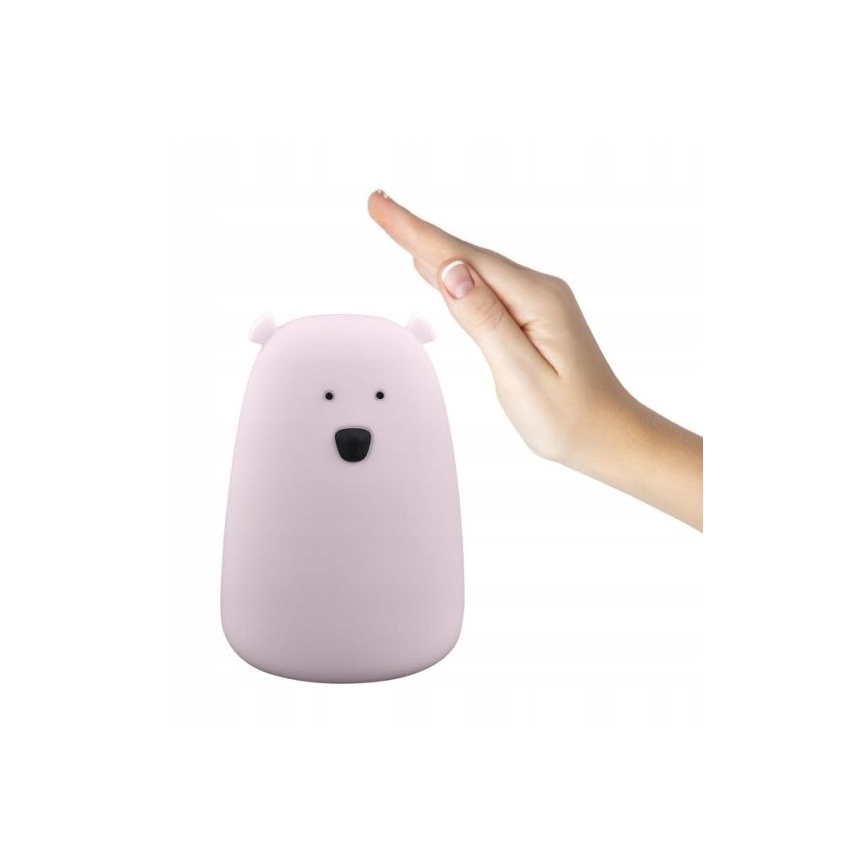Lampe tactile LED RGB pour enfants BEAR LED/0,8W/5V rose+USB