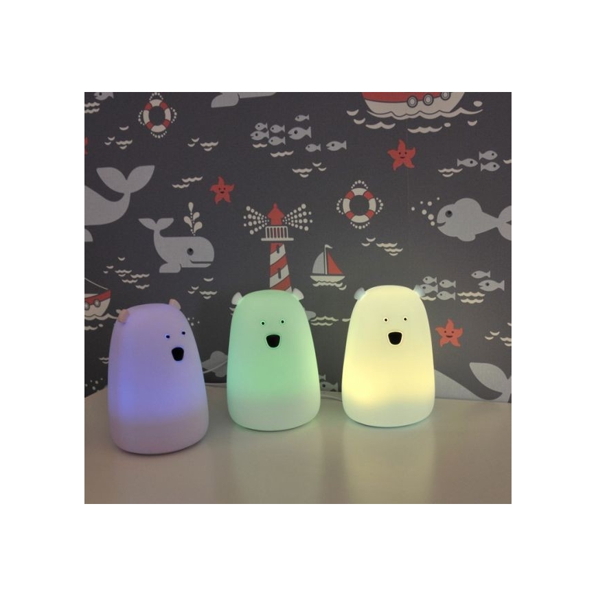 Lampe tactile LED RGB pour enfants BEAR LED/0,8W/5V rose+USB