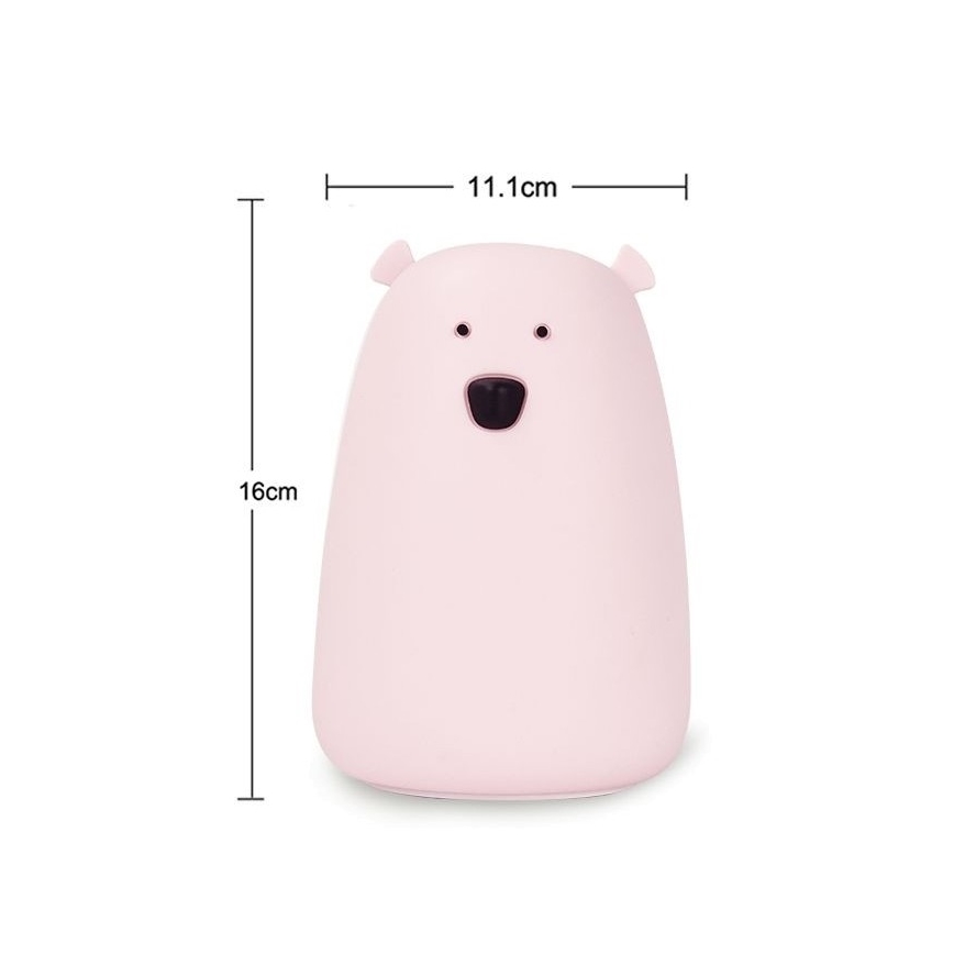 Lampe tactile LED RGB pour enfants BEAR LED/0,8W/5V rose+USB