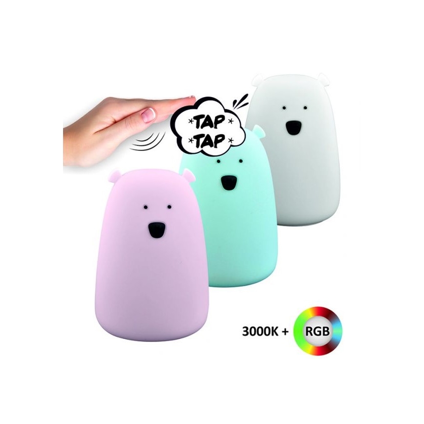 Lampe tactile LED RGB pour enfants BEAR LED/0,8W/5V rose+USB