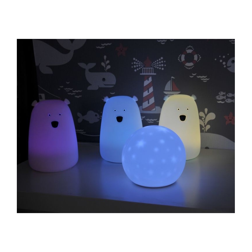Lampe tactile LED RGB pour enfants BEAR LED/0,8W/5V rose+USB