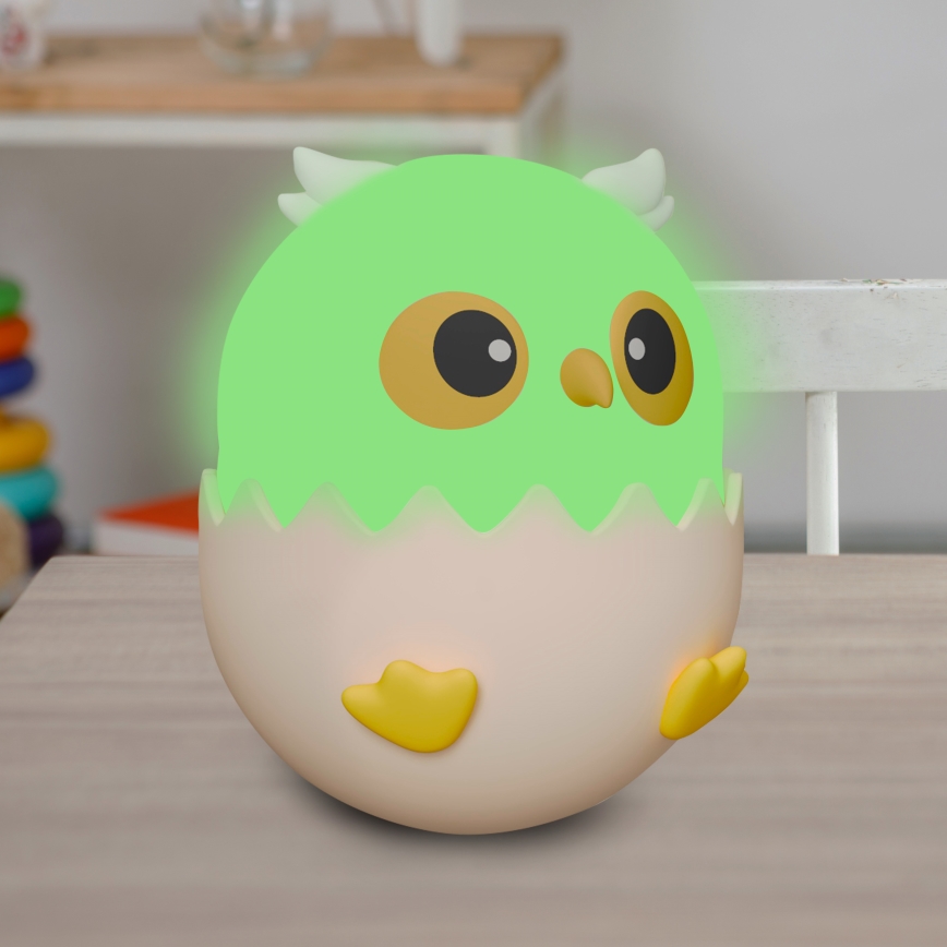 Lampe tactile pour enfants RGBW à intensité variable LED/1W/5V USB 1200 mAh hibou bleu