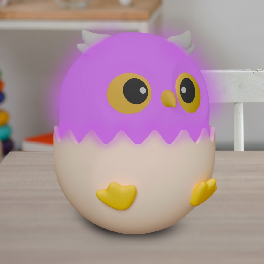 Lampe tactile pour enfants RGBW à intensité variable LED/1W/5V USB 1200 mAh hibou bleu