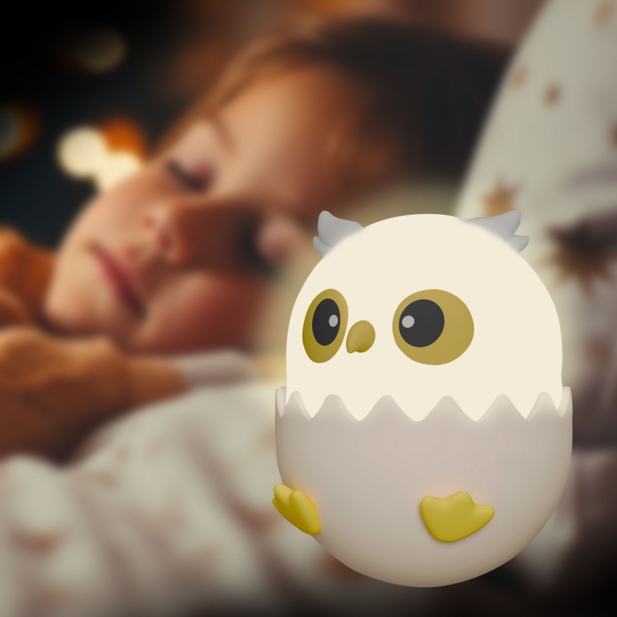Lampe tactile pour enfants RGBW à intensité variable LED/1W/5V USB 1200 mAh hibou rose