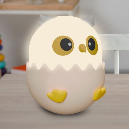 Lampe tactile pour enfants RGBW à intensité variable LED/1W/5V USB 1200 mAh hibou rose