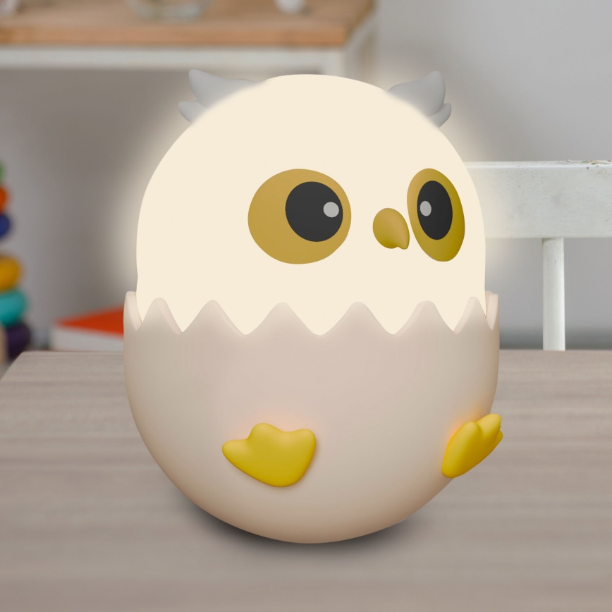 Lampe tactile pour enfants RGBW à intensité variable LED/1W/5V USB 1200 mAh hibou rose