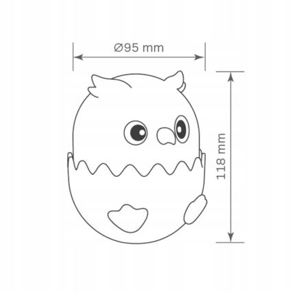 Lampe tactile pour enfants RGBW à intensité variable LED/1W/5V USB 1200 mAh hibou rose