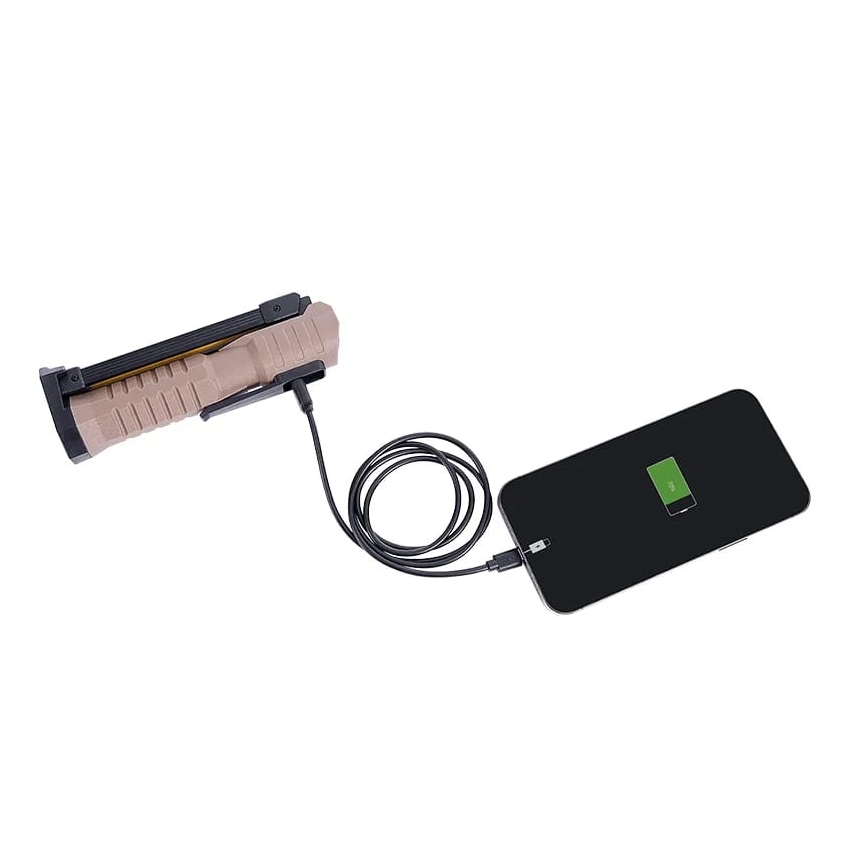 Lampe torche de travail rechargeable à intensité variable avec fonction batterie portative LED/4W/5V IPX4 600 lumens 2000 mAh