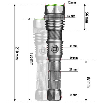 Lampe torche LED rechargeable dimmable avec fonction powerbank LED/30W/5V IPX7 3000 lm 4000 mAh