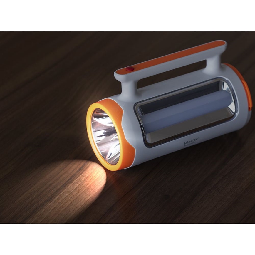 Lampe torche rechargeable à intensité variable 2 en 1 avec fonction batterie portative LED/5 W/230 V 3500 mAh