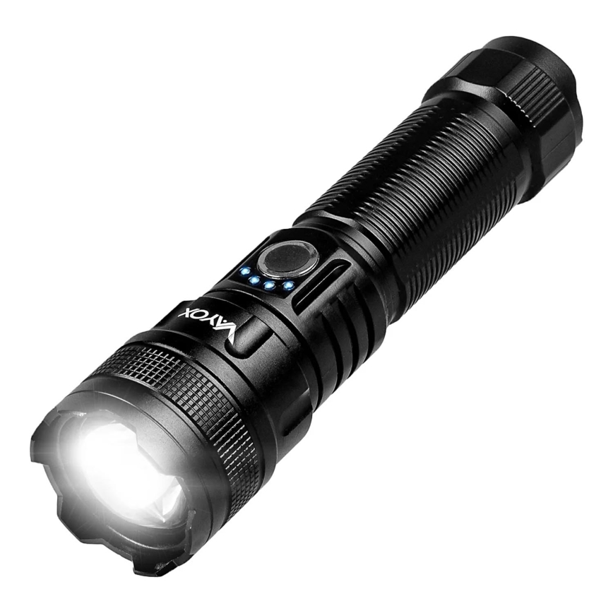 Lampe torche rechargeable à intensité variable avec fonction batterie portative LED/10 W/5 V IPX4 600 brillant 2000 mAh
