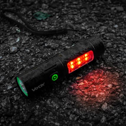 Lampe torche rechargeable à intensité variable avec une lumière rouge LED/5W/5V IPX4 250 brillant 2000 mAh