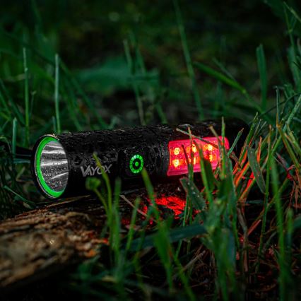 Lampe torche rechargeable à intensité variable avec une lumière rouge LED/5W/5V IPX4 250 brillant 2000 mAh