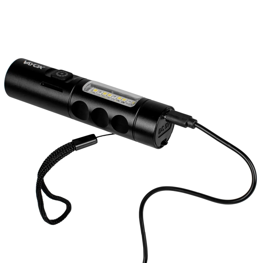 Lampe torche rechargeable à intensité variable avec une lumière rouge LED/5W/5V IPX4 250 brillant 2000 mAh