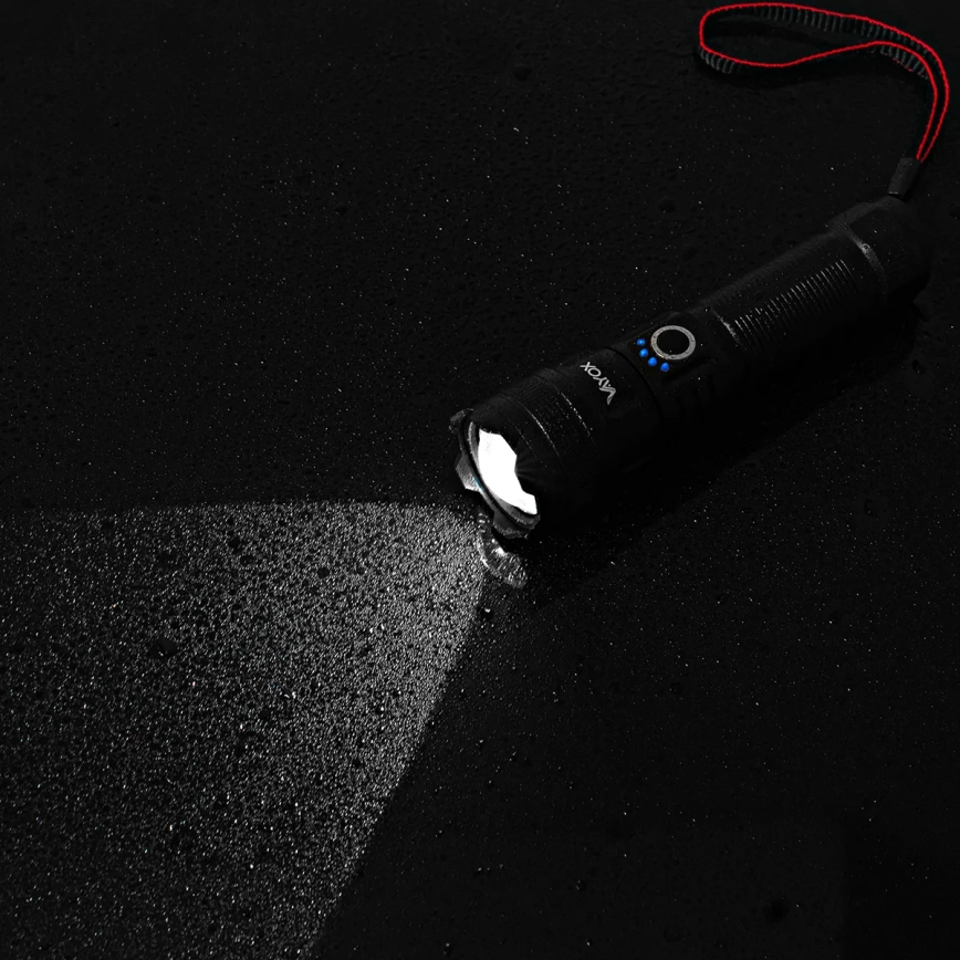 Lampe torche rechargeable à intensité variable avec fonction batterie portative LED/10 W/5 V IPX4 600 brillant 2000 mAh