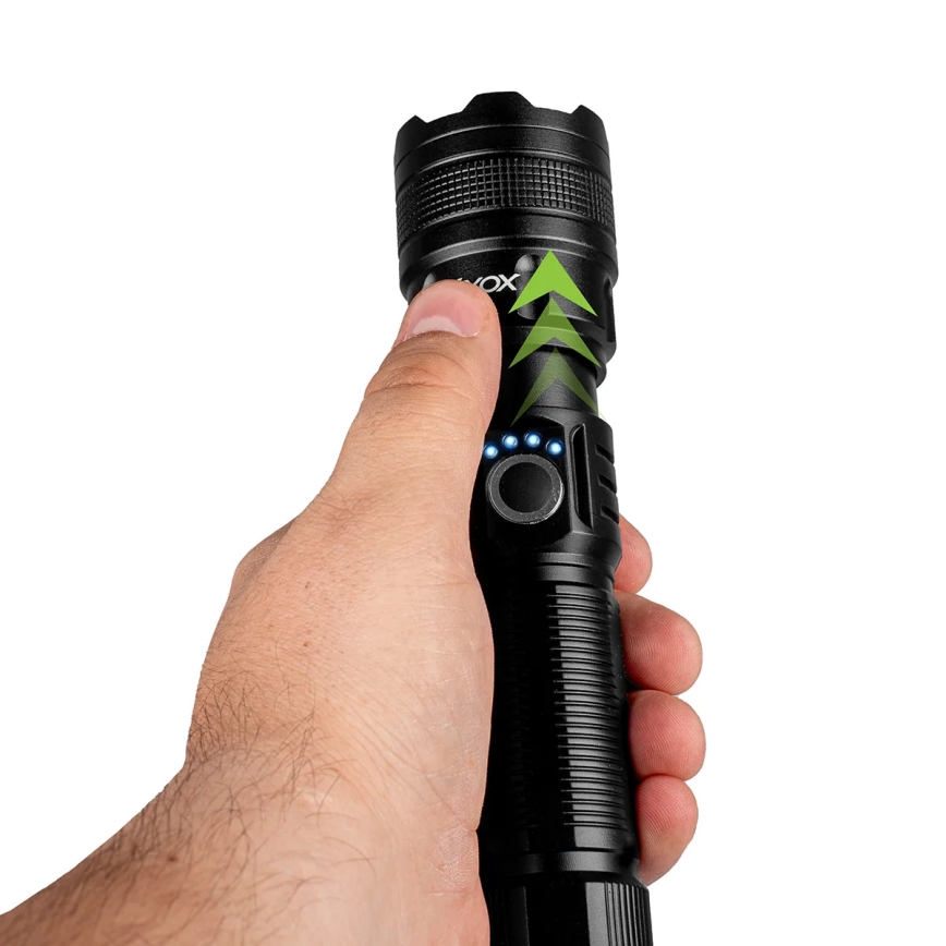 Lampe torche rechargeable à intensité variable avec fonction batterie portative LED/10 W/5 V IPX4 600 brillant 2000 mAh