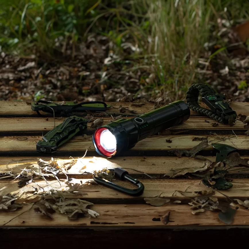Lampe torche rechargeable à intensité variable avec fonction batterie portative LED/30 W/5 V IPX5 1060 brillant 5000 mAh
