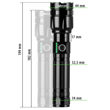 Lampe torche rechargeable à intensité variable avec fonction batterie portative LED/30 W/5 V IPX5 1060 brillant 5000 mAh