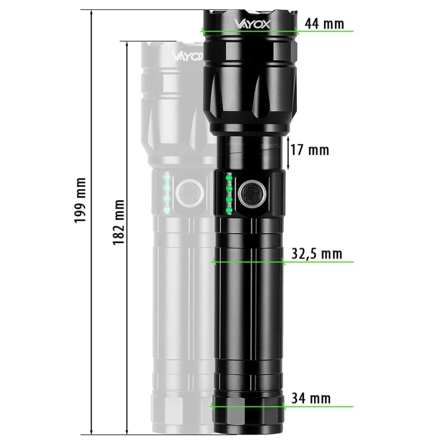 Lampe torche rechargeable à intensité variable avec fonction batterie portative LED/30 W/5 V IPX5 1060 brillant 5000 mAh