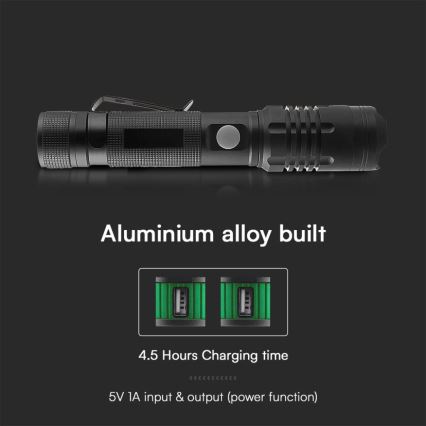Lampe torche rechargeable LED USB LED/10W/5V IP54 1000 lm