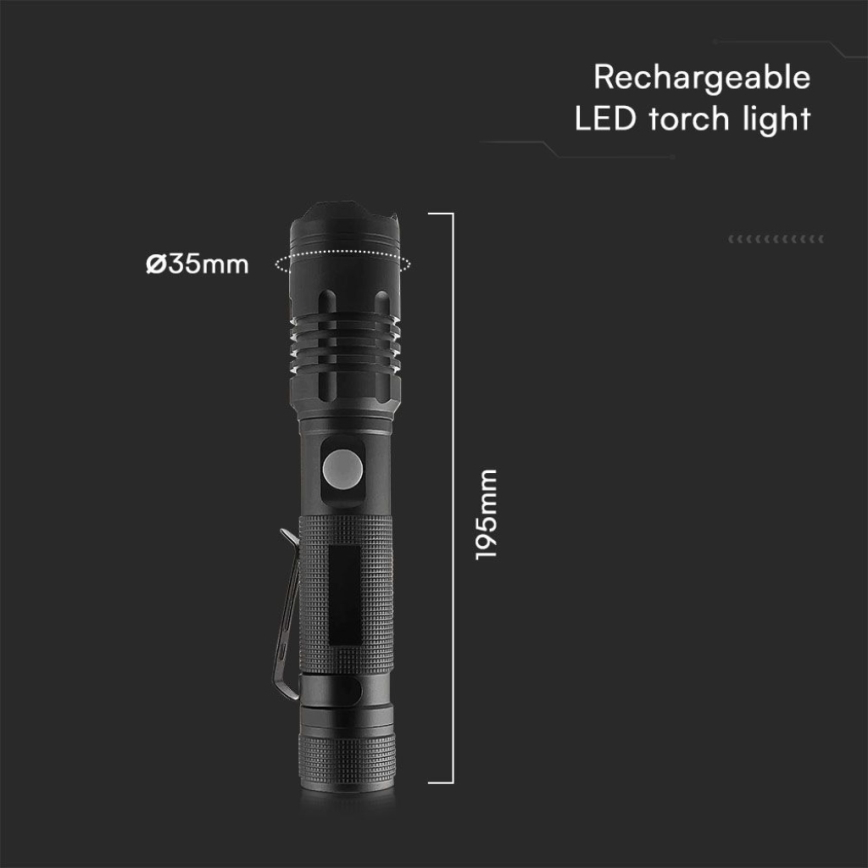Lampe torche rechargeable LED USB LED/10W/5V IP54 1000 lm