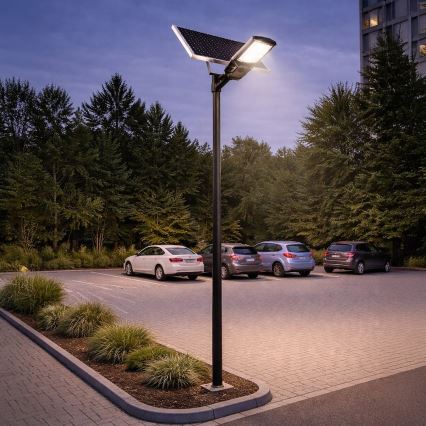 Lampione stradale LED dimmerabile con sensore e pannello solare KOBRA LED/400W/3,2V 24000 mAh IP65 antracite + telecomando