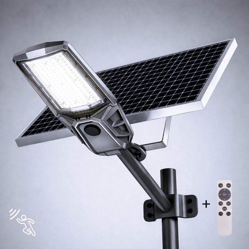 Lampione stradale LED dimmerabile con sensore e pannello solare KOBRA LED/400W/3,2V 24000 mAh IP65 antracite + telecomando